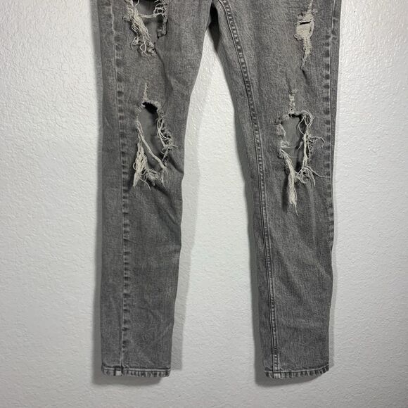 Empyre Gray Acid Wash Distressed Destroyed Skinny Jeans Size 32Wx29.5L - Picture 2 of 16